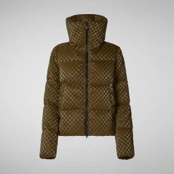 Women's Alas Animal free Puffer Jacket in Bark Green