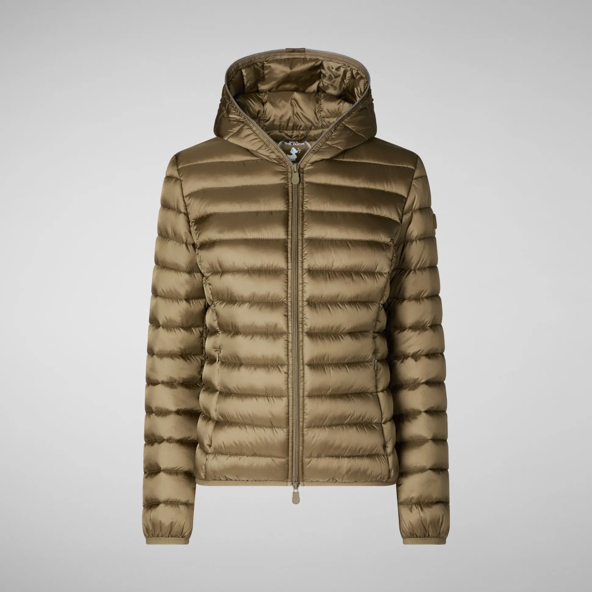 Women's Alexis Hooded Animal free Puffer Jacket in Husk Green