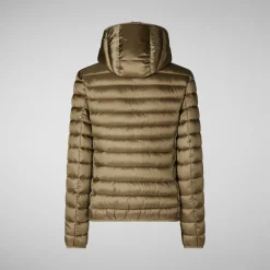 Women's Alexis Hooded Animal free Puffer Jacket in Husk Green
