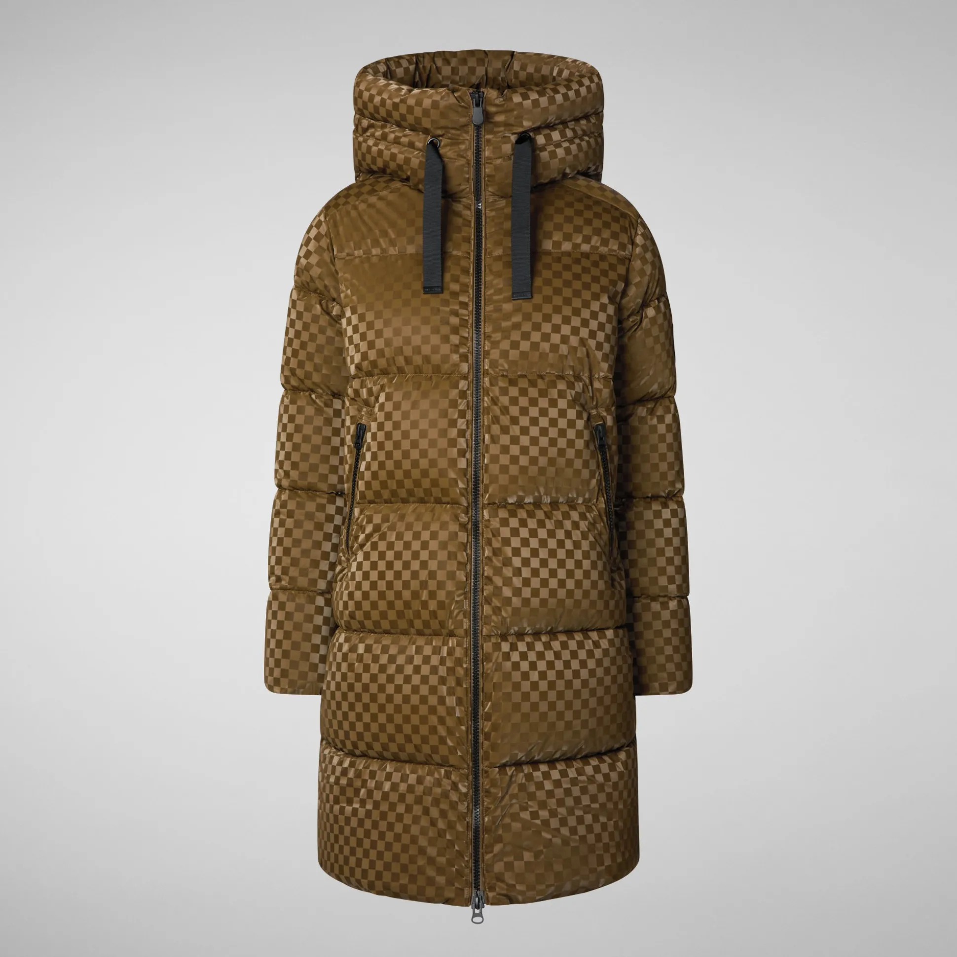 Women's Amaranta Hooded Animal free Puffer Coat in Bark Green