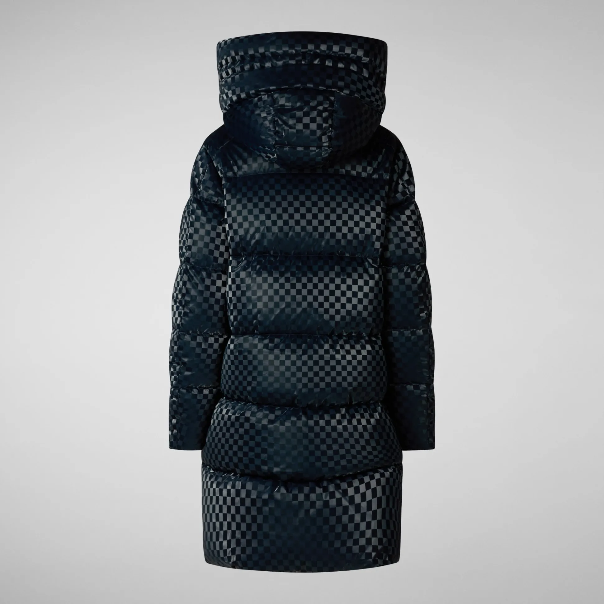 Women's Amaranta Hooded Animal free Puffer Coat in Blue Black