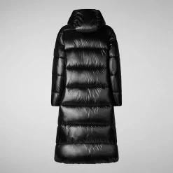 Women's animal free hooded Animal free Puffer jacket Clarice in Black