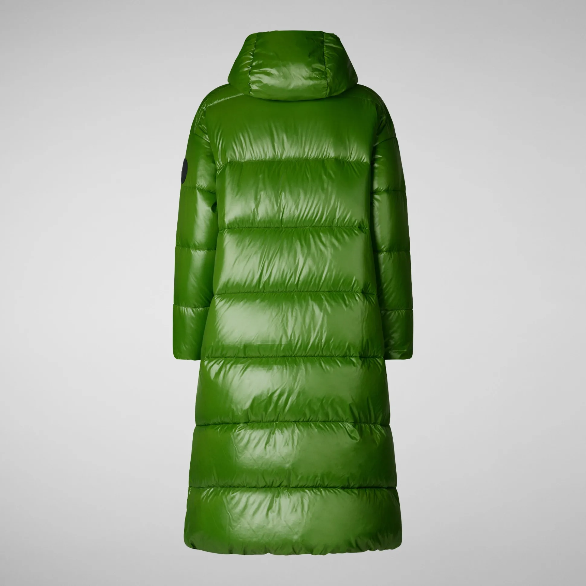 Women's animal free hooded Animal free Puffer jacket Clarice in GRASS GREEN
