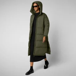 WoMen's animal free Puffer jacket Halesia in land green