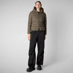 Women's  animal free Puffer jacket Ethel in mud grey