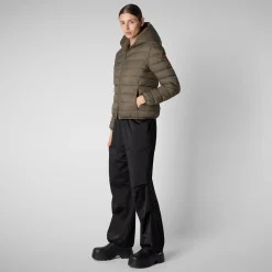 Women's  animal free Puffer jacket Ethel in mud grey