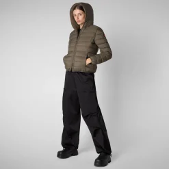 Women's  animal free Puffer jacket Ethel in mud grey