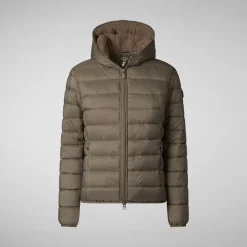 Women's  animal free Puffer jacket Ethel in mud grey