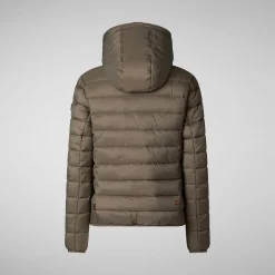 Women's  animal free Puffer jacket Ethel in mud grey