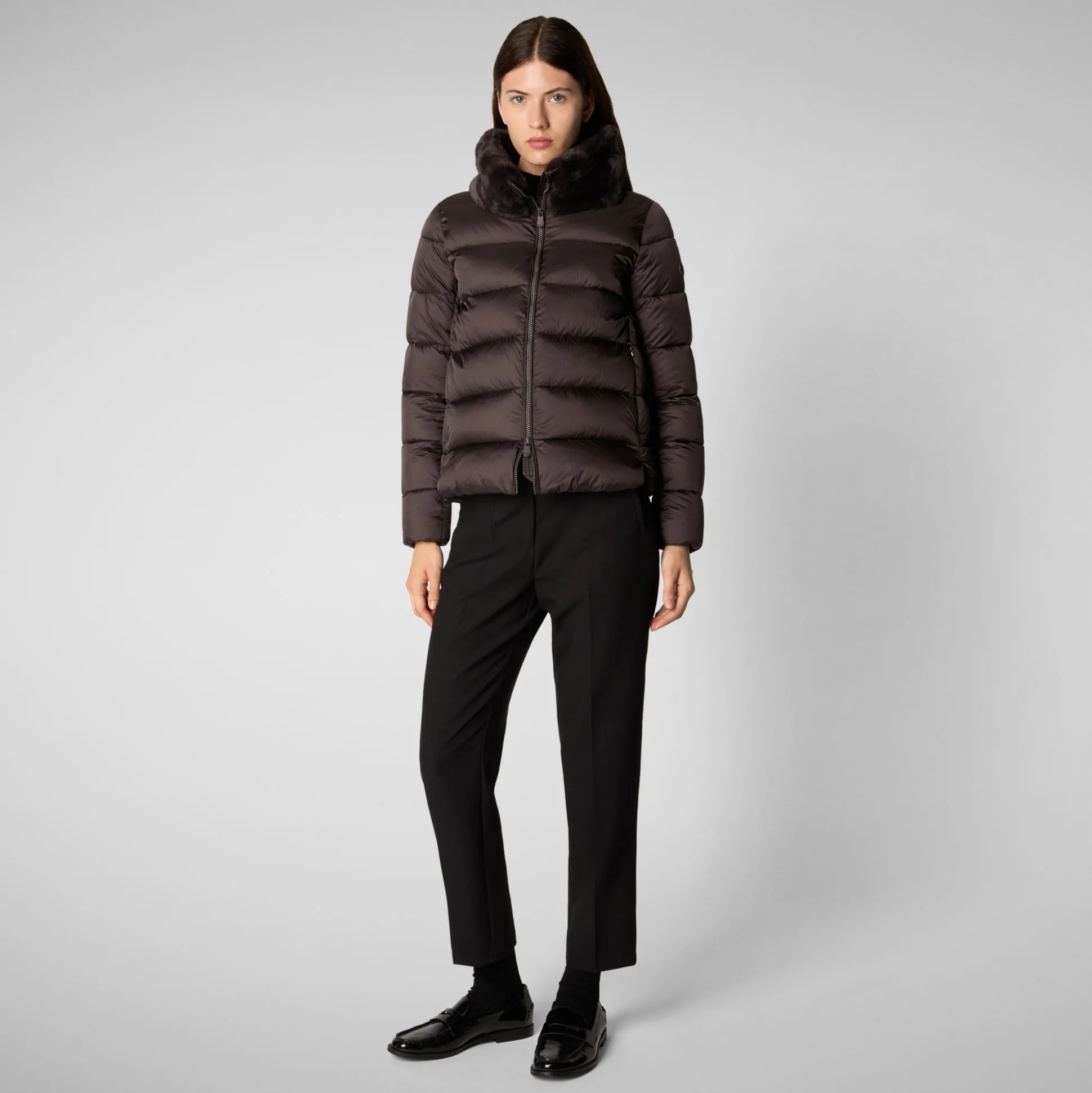 Women's animal free Puffer jacket mei in brown black