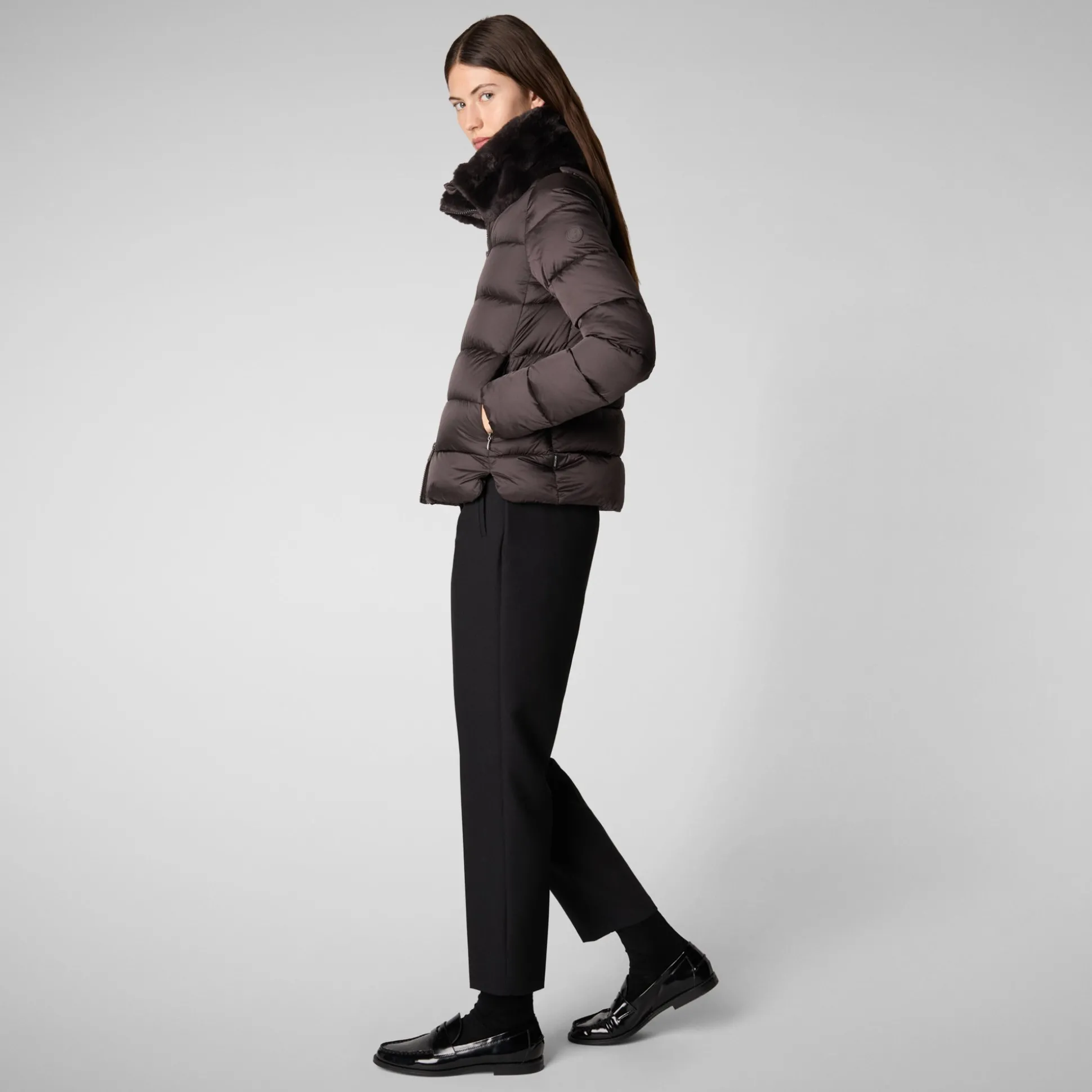 Women's animal free Puffer jacket mei in brown black