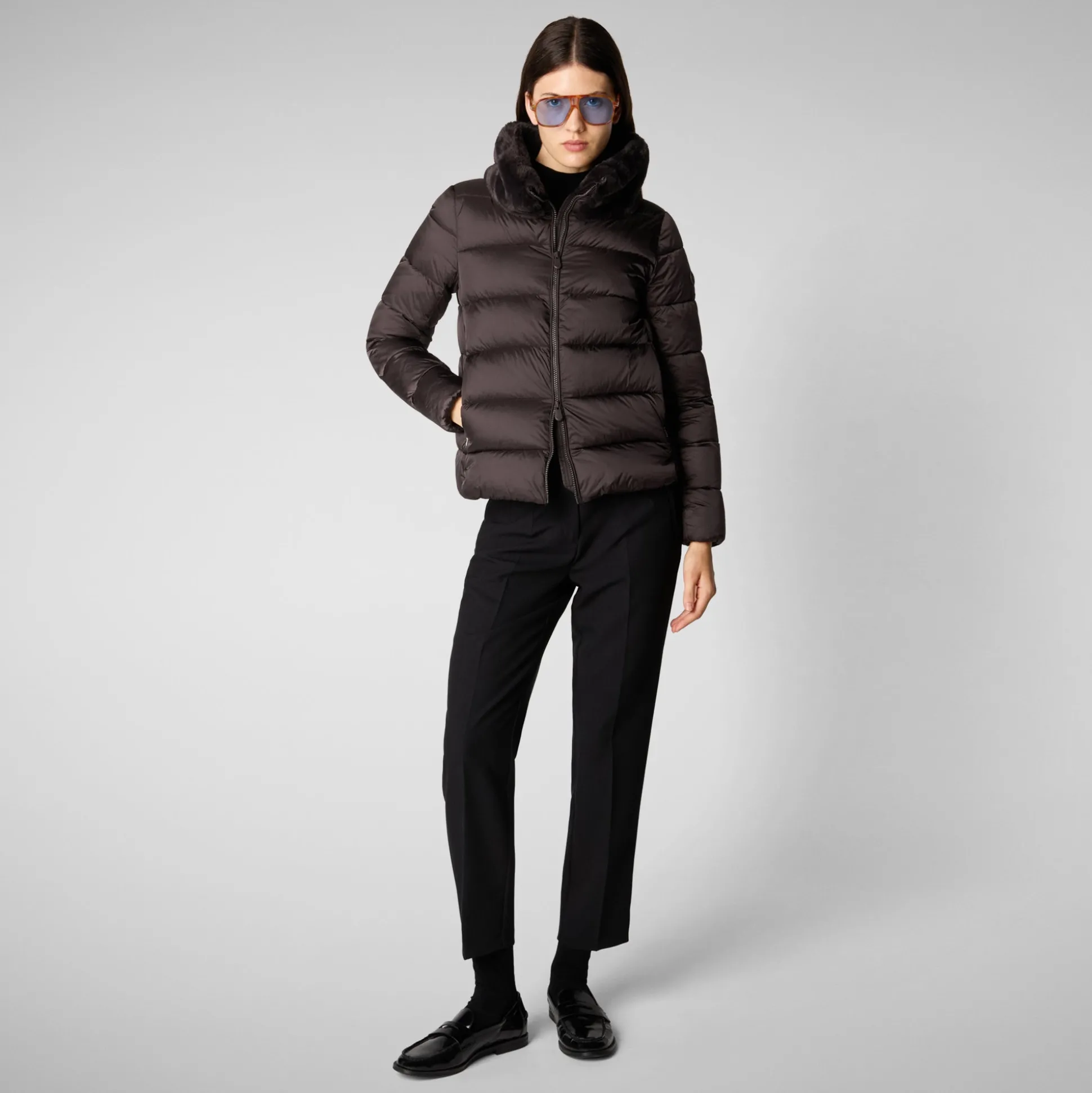 Women's animal free Puffer jacket mei in brown black