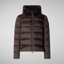 Women's animal free Puffer jacket mei in brown black