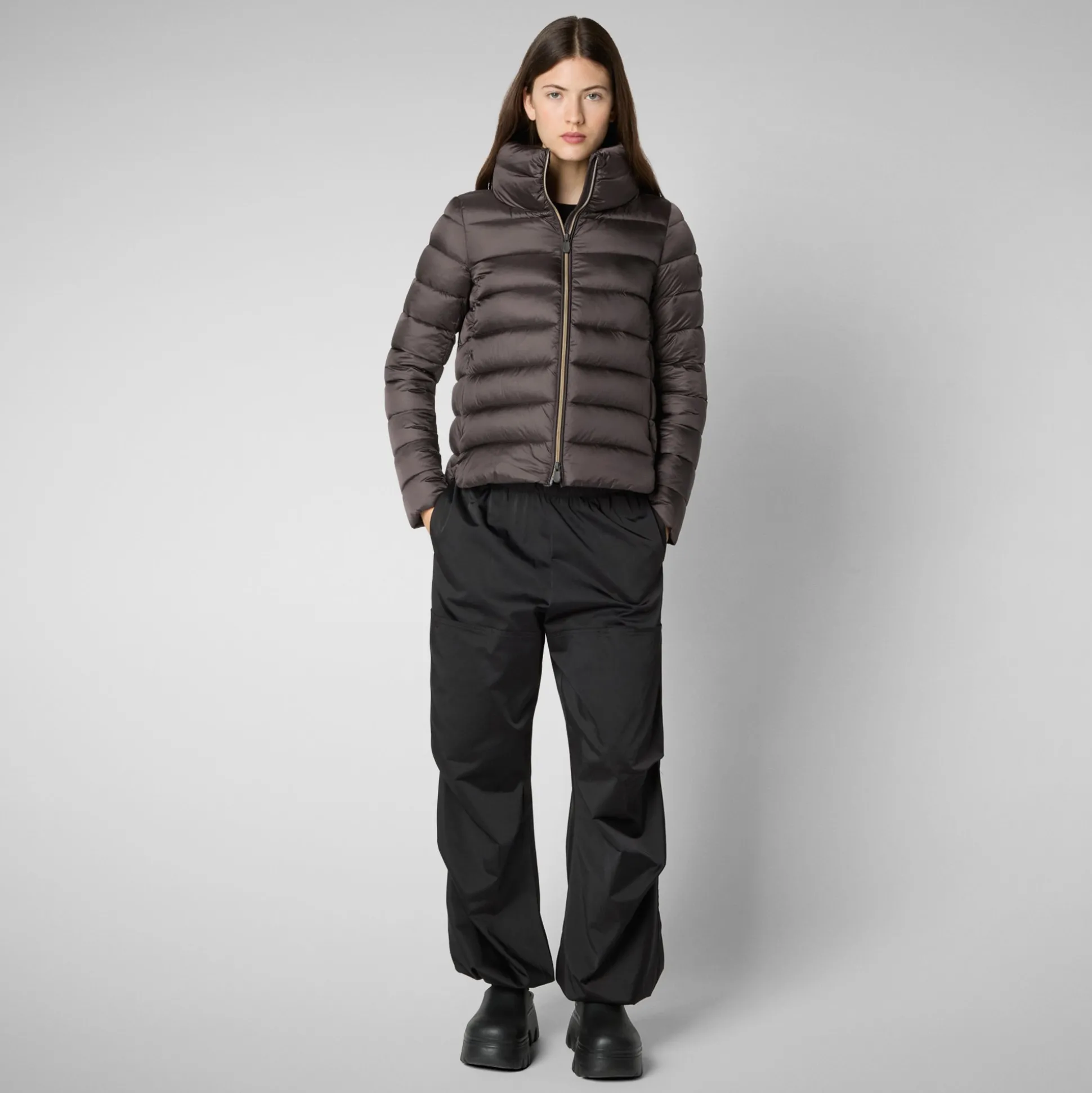 Women's Animal free Puffer Jacket Elsie in Brown Black