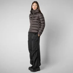 Women's Animal free Puffer Jacket Elsie  in Brown Black
