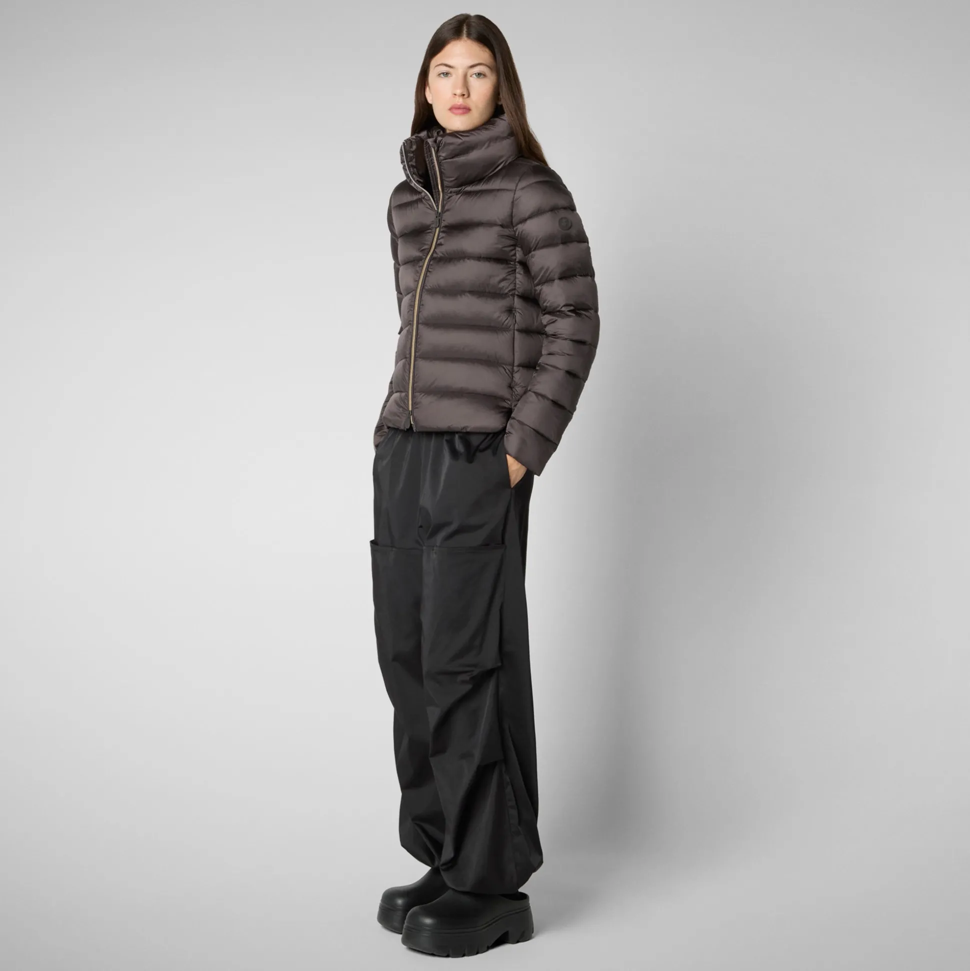Women's Animal free Puffer Jacket Elsie in Brown Black
