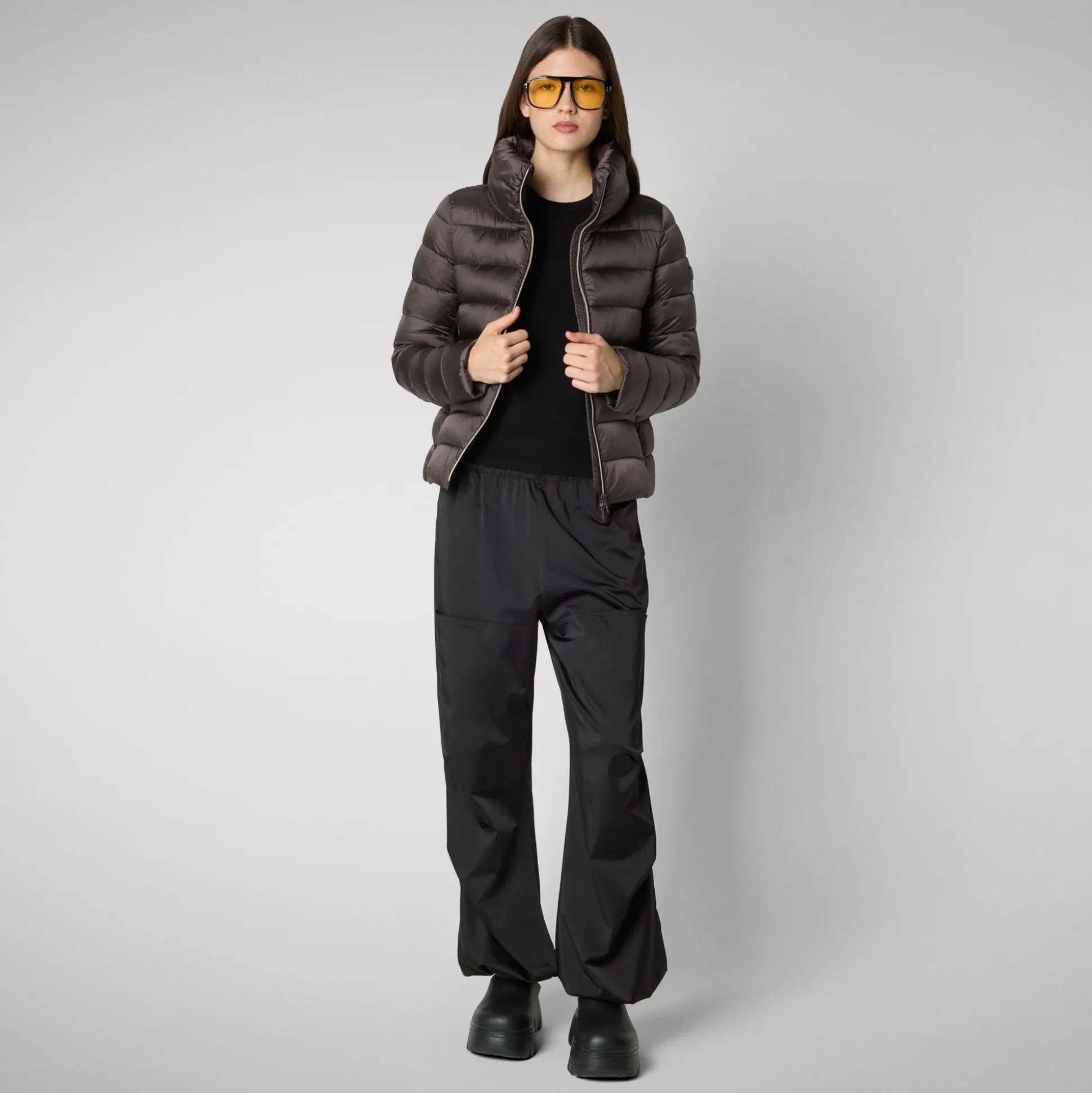 Women's Animal free Puffer Jacket Elsie in Brown Black