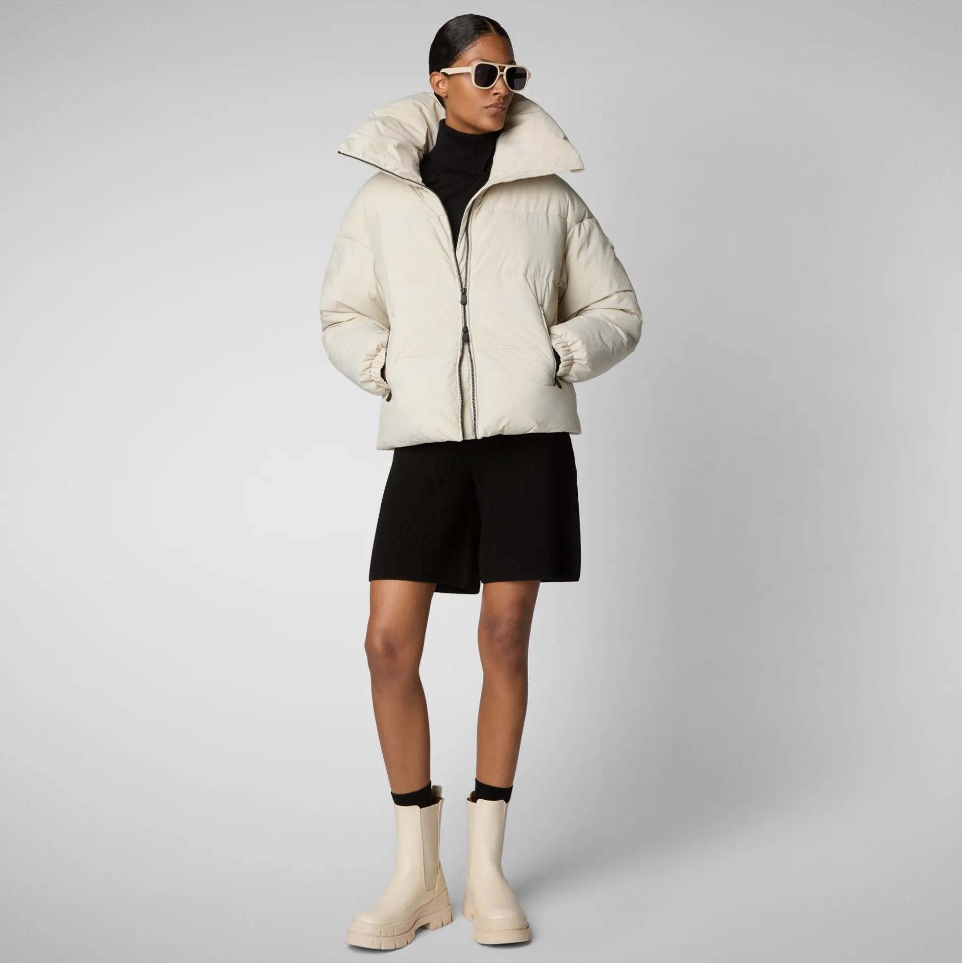 Women's animal free Puffer jacket Hina in rainy beige