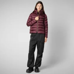 Women's Animal free Puffer Jacket Elsie  in Burgundy Black