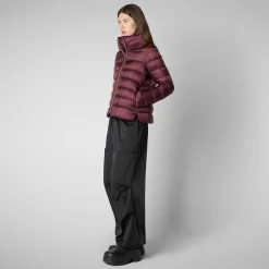 Women's Animal free Puffer Jacket Elsie  in Burgundy Black