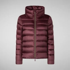Women's Animal free Puffer Jacket Elsie  in Burgundy Black
