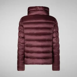 Women's Animal free Puffer Jacket Elsie  in Burgundy Black