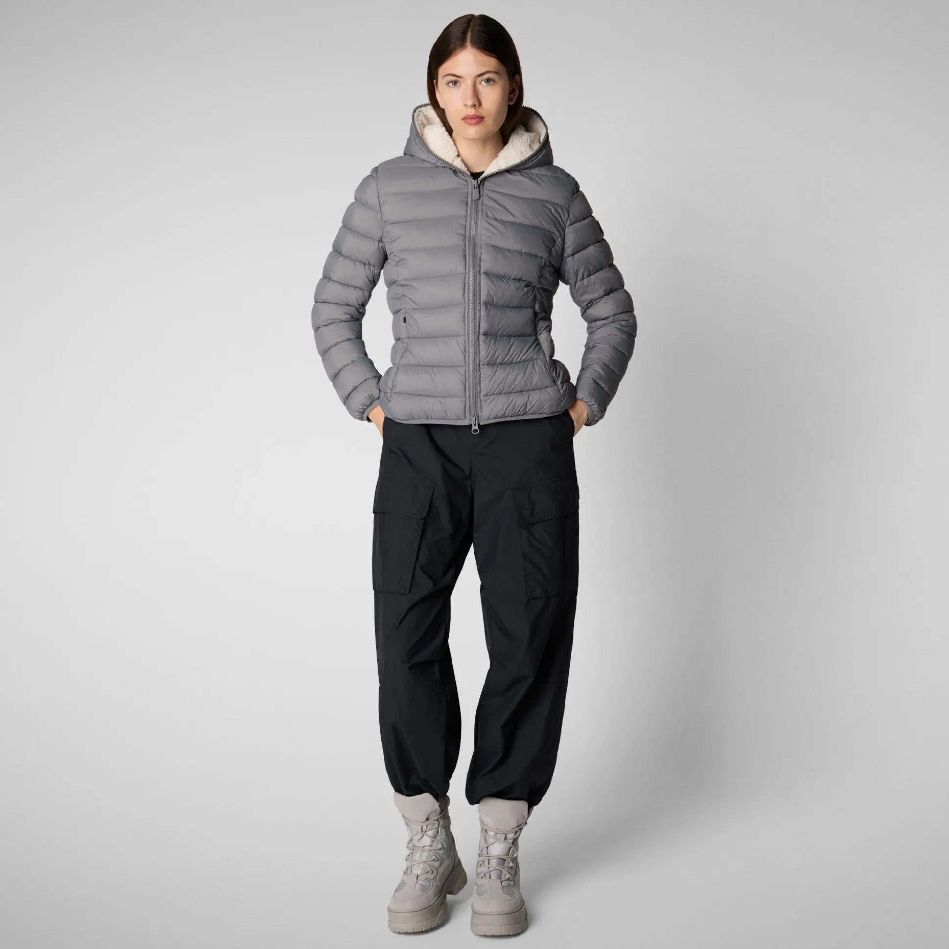 Women's animal free Puffer jacket Ethel in mid grey