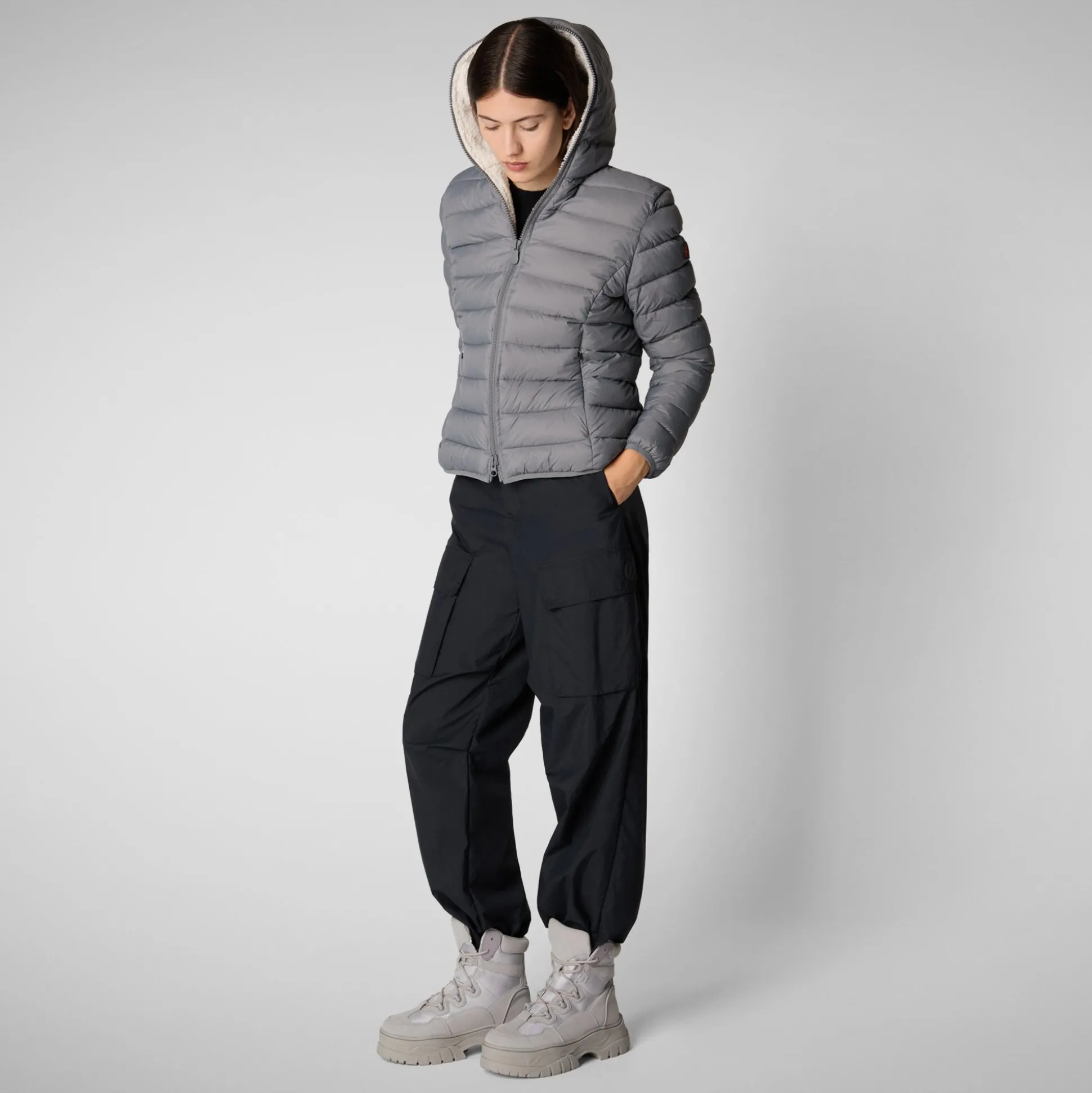 Women's animal free Puffer jacket Ethel in mid grey
