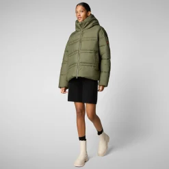 Women's animal free puffer jacket keri in sherwood green