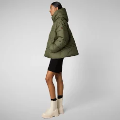Women's animal free puffer jacket keri in sherwood green