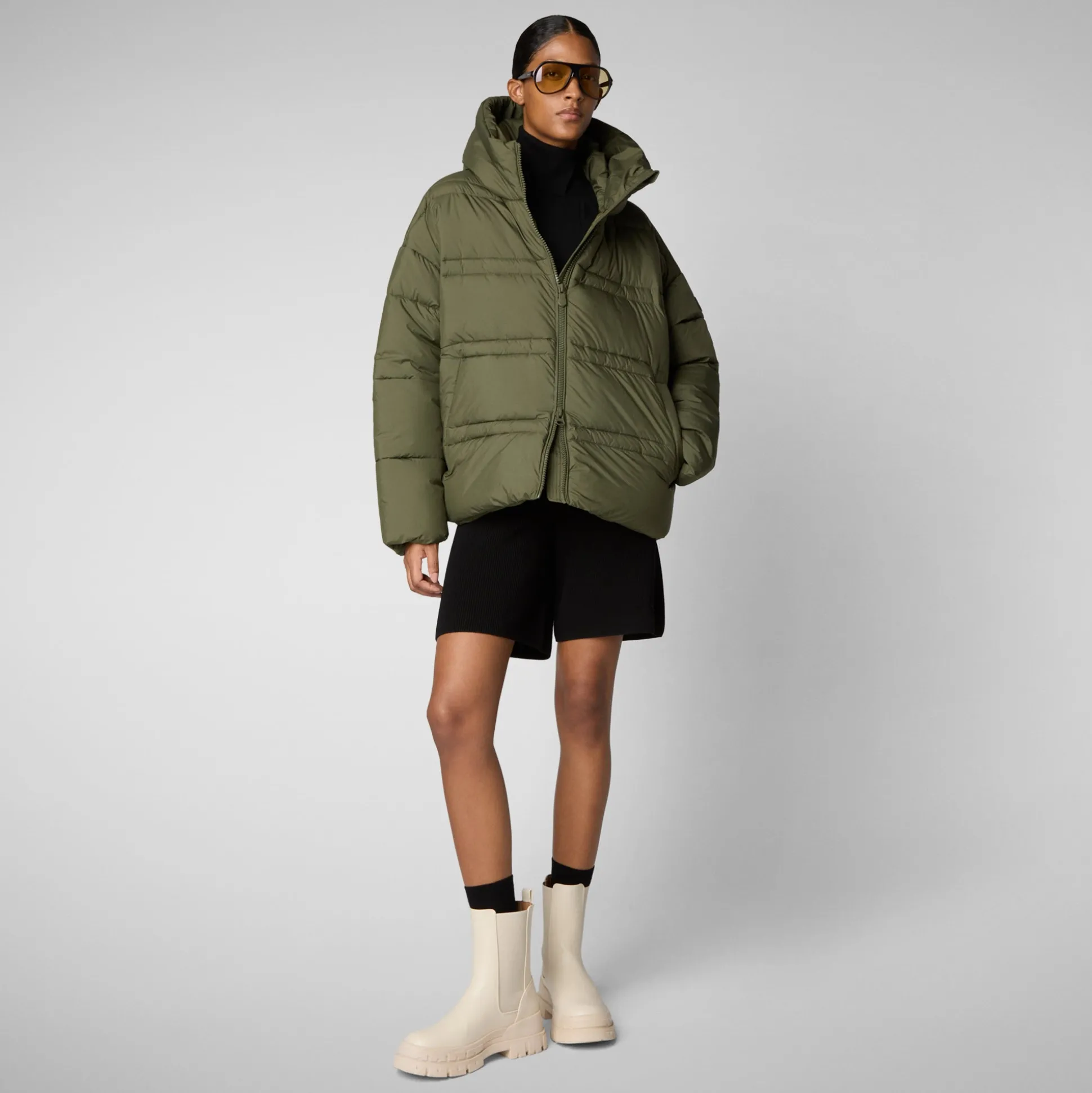 Women's animal free puffer jacket keri in sherwood green