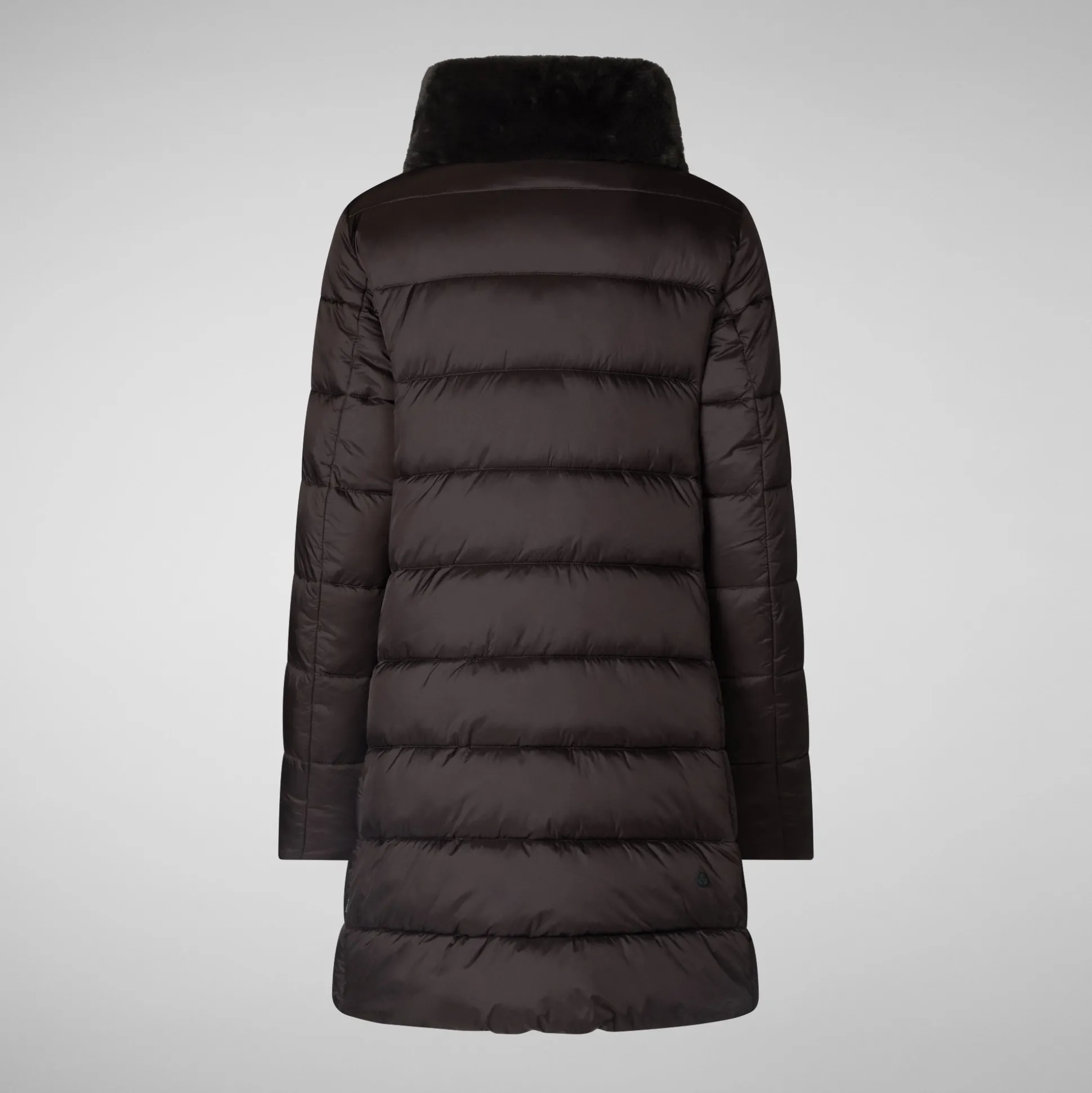 Women's Animal free Puffer Coat Dalea with Faux Fur Collar in Brown Black