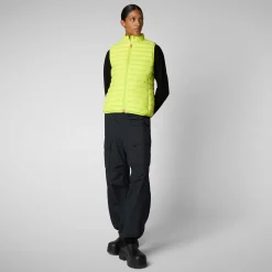 Women's Animal free Puffer Vest Charlotte in Lichen Green