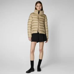 Women's Animal free Puffer Jacket Elsie in Wood Beige