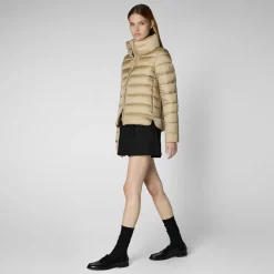 Women's Animal free Puffer Jacket Elsie in Wood Beige