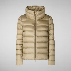 Women's Animal free Puffer Jacket Elsie in Wood Beige