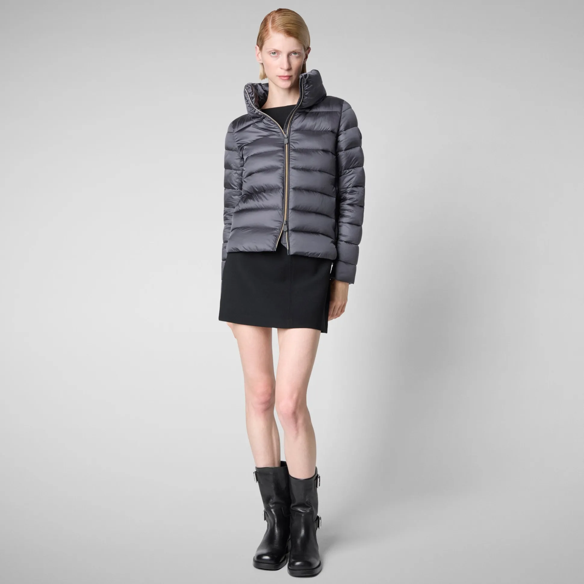Women's Animal free Puffer Jacket Elsie in Ebony Grey