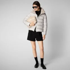 Women's animal free Puffer jacket mei in fog grey