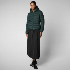 Women's  animal free Puffer jacket Ethel in green black