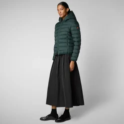 Women's  animal free Puffer jacket Ethel in green black