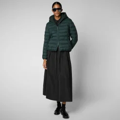 Women's  animal free Puffer jacket Ethel in green black