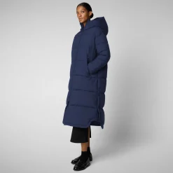 WoMen's animal free Puffer jacket Halesia in navy blue