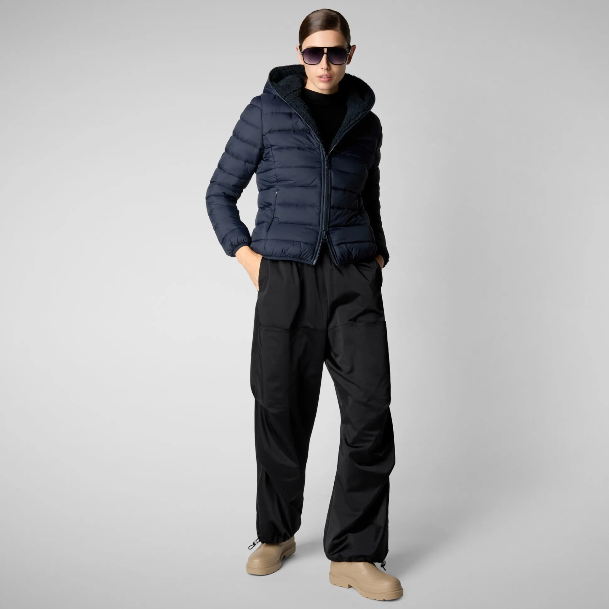 Women's animal free Puffer jacket Ethel in blue black