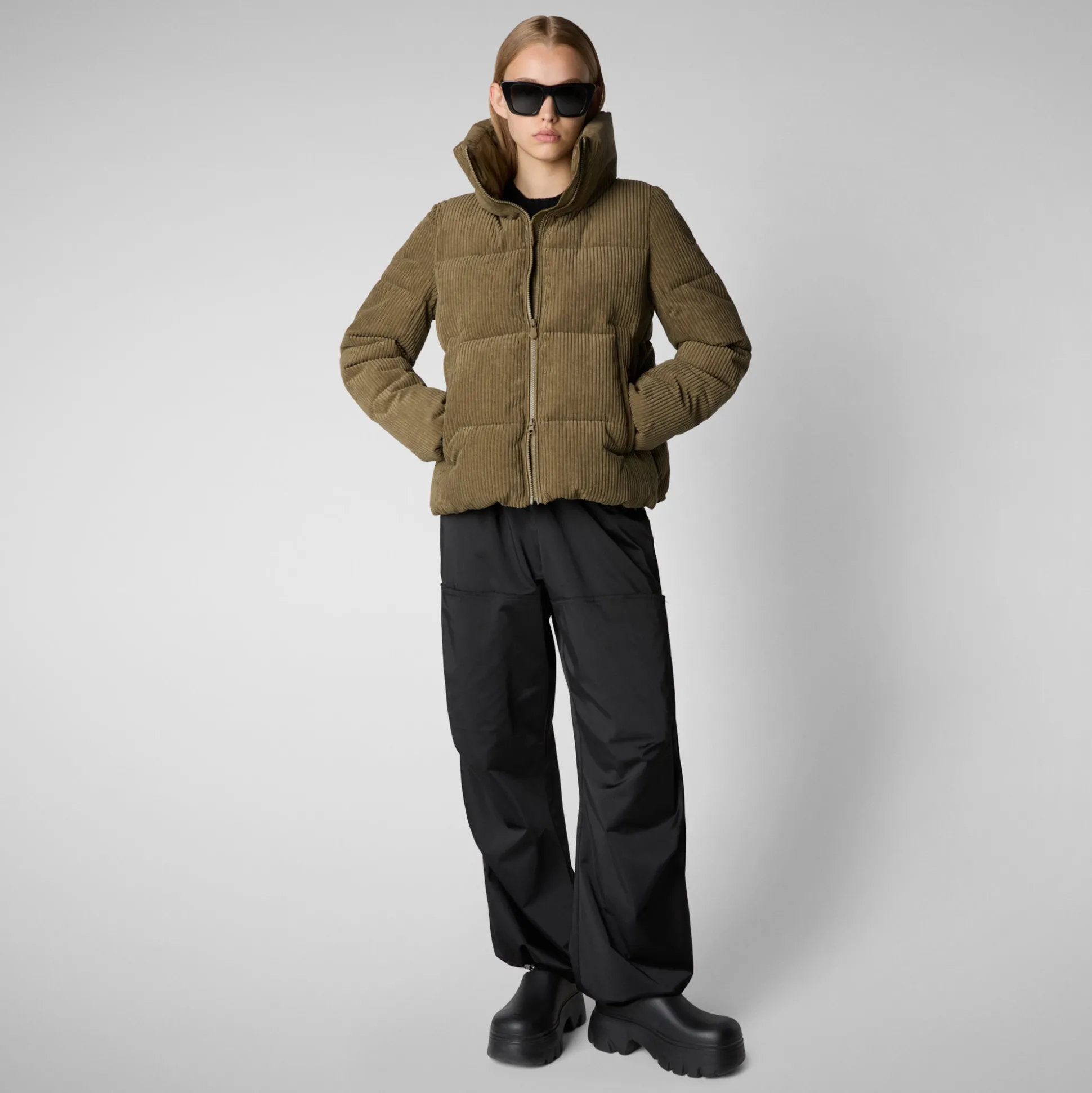 Women's Animal free Puffer Jacket Annika in Husk Green