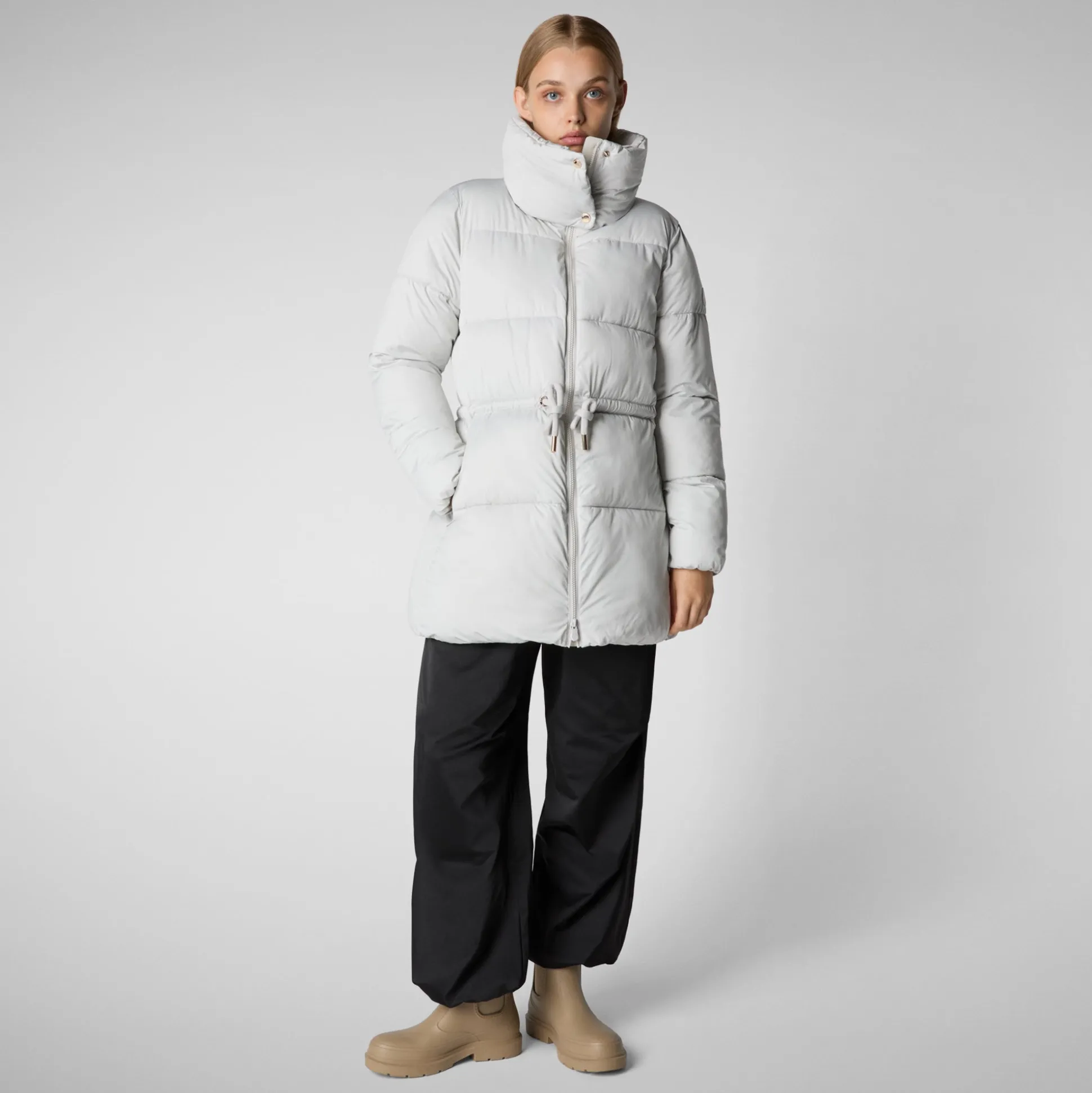 Women's animal free puffer jacket petunia in fog grey