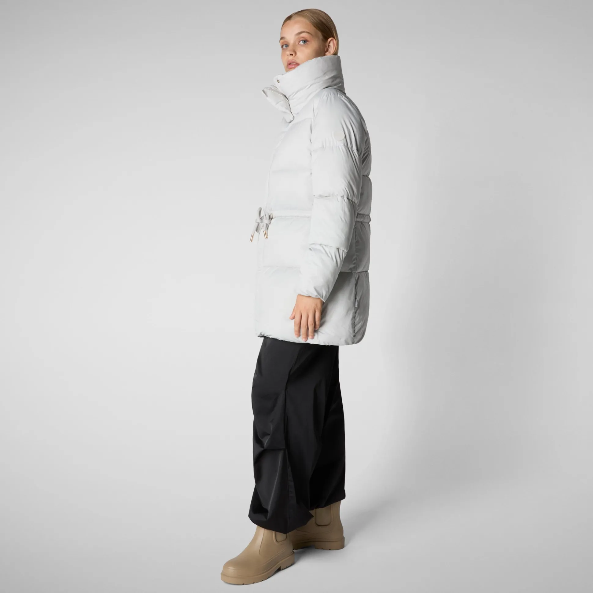 Women's animal free puffer jacket petunia in fog grey