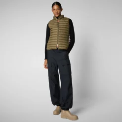 Women's Animal free Puffer Vest Charlotte in Husk Green