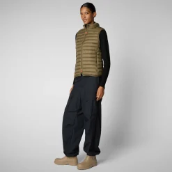 Women's Animal free Puffer Vest Charlotte in Husk Green