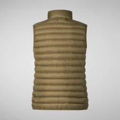 Women's Animal free Puffer Vest Charlotte in Husk Green