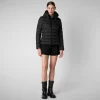 Women's Animal free Puffer Jacket Amelie with Detachable Hood in Black